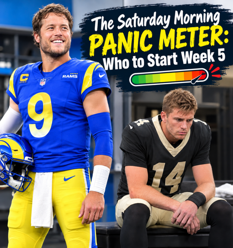 The Saturday Morning Panic Meter:  Who to Start Week 5